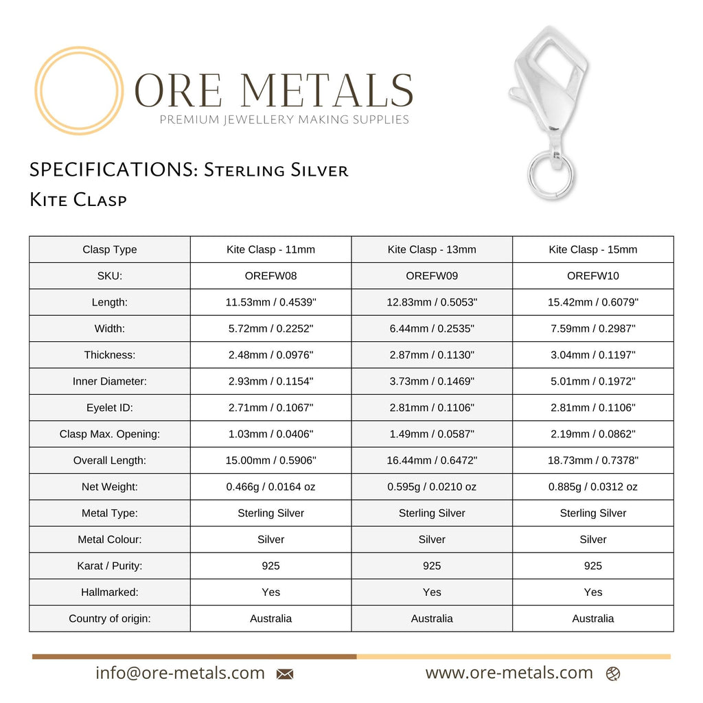 925 Sterling Silver - Kite Clasp