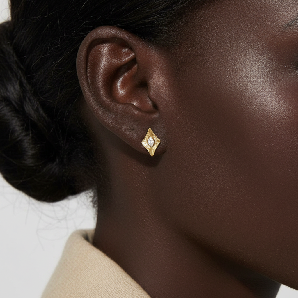 18ct Yellow Gold | 0.1ct GH/SI - Marquise Diamond Stud Earrings