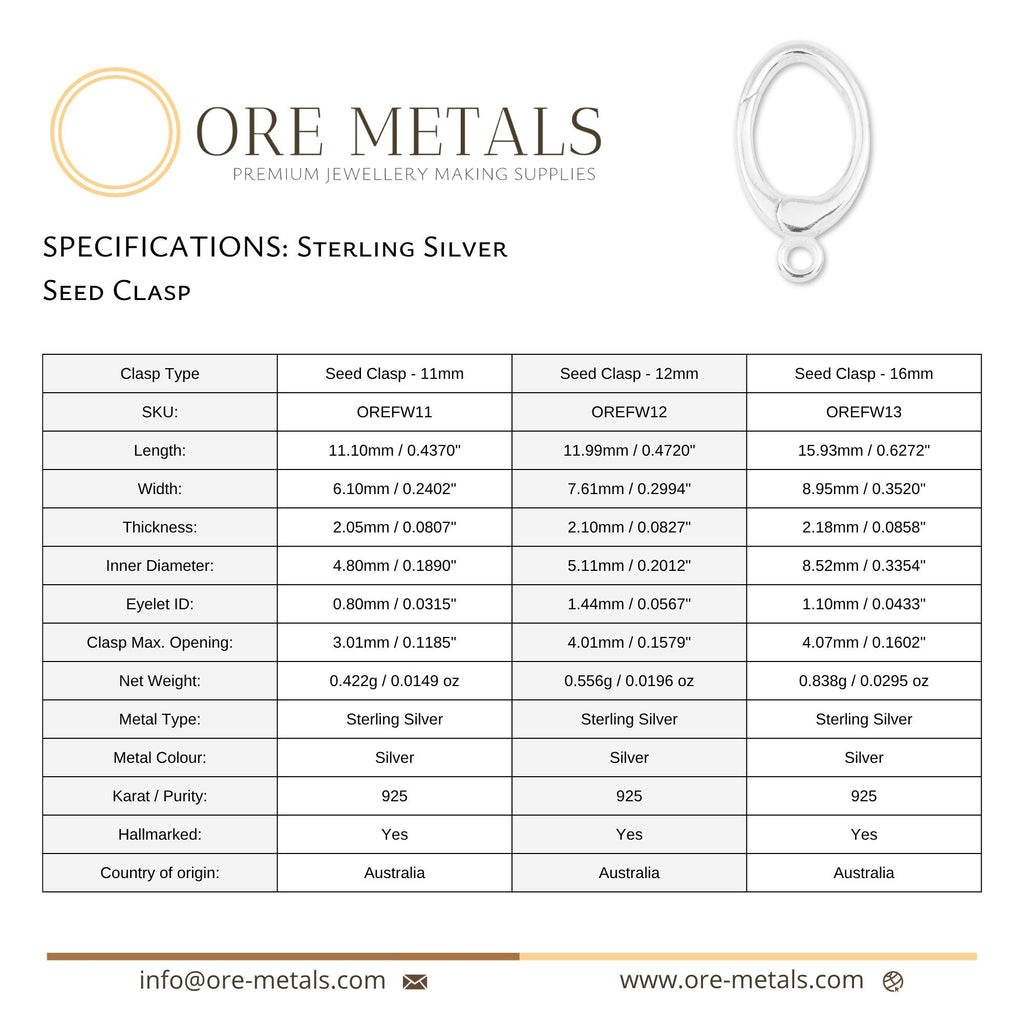 925 Sterling Silver - Seed Clasp