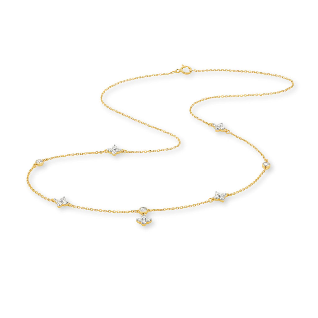 9ct Yellow Gold | 0.9ct GH/SI - Clover Diamond Necklace