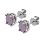 18ct Purple Gold Oval Studs - 18ct White Gold Basket Setting