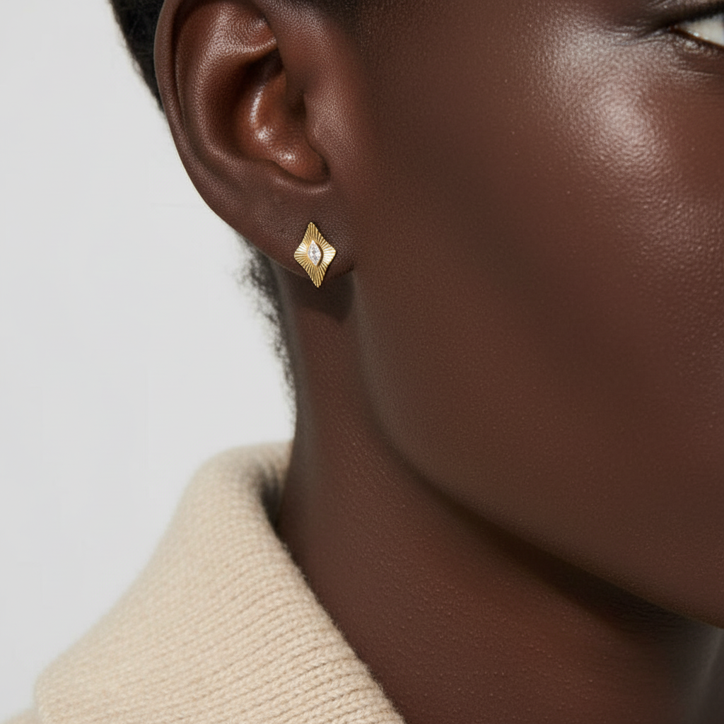 18ct Yellow Gold | 0.1ct GH/SI - Marquise Diamond Stud Earrings