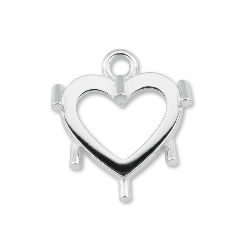 925 Sterling Silver - Heart Prong Setting