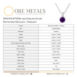 925 Sterling Silver - February Birthstone Necklace | Amethyst