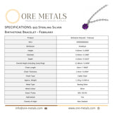 925 Sterling Silver | Amethyst - February Birthstone Bracelet