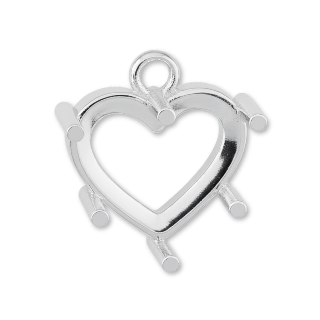 925 Sterling Silver - Heart Prong Setting
