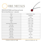 925 Sterling Silver | Garnet - January Birthstone Bracelet