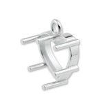 925 Sterling Silver - Heart Prong Setting