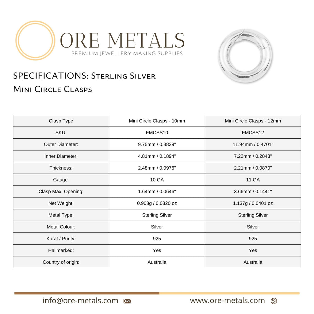 925 Sterling Silver - Mini Circle Clasp