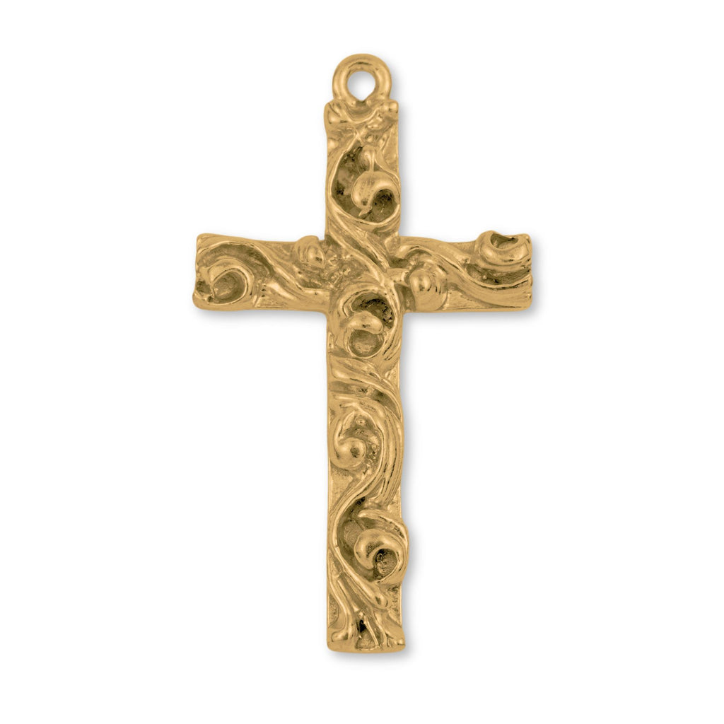 24ct Pure Gold - Swirl Crucifix Charm