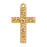 24ct Pure Gold - Rustic Swirl Crucifix Charm
