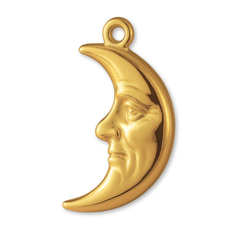 24ct Pure Gold - Sad Crescent Moon Charm