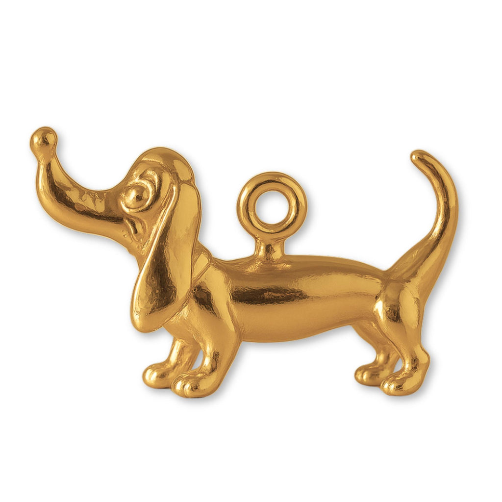 24ct Pure Gold - Whimsical Dachshund Dog Charm