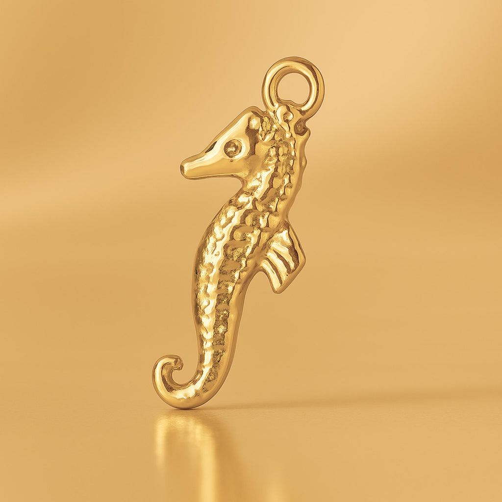 24ct Pure Gold - Textured Seahorse Charm