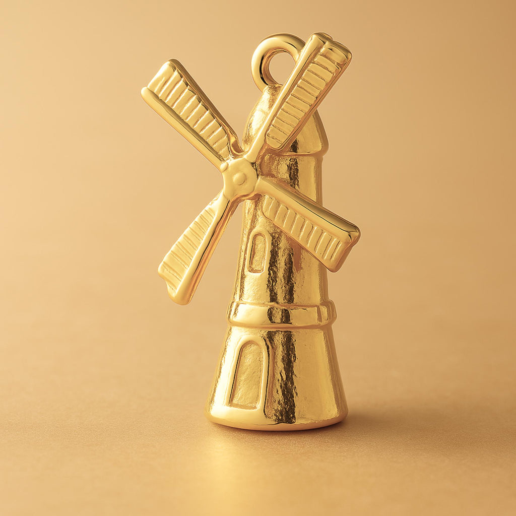 24ct Pure Gold - Dutch Windmill Charm