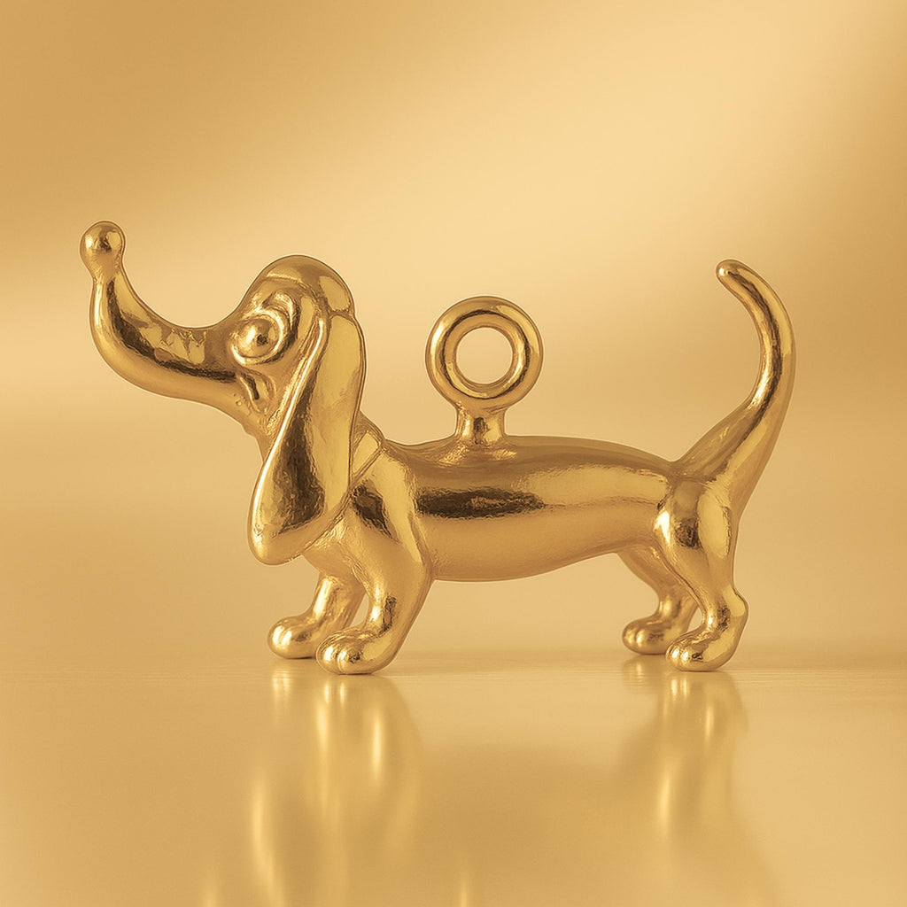 24ct Pure Gold - Whimsical Dachshund Dog Charm
