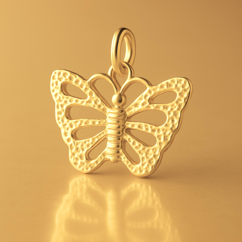 24ct Pure Gold - Speckled Monarch Butterfly Charm