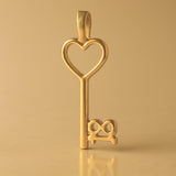 24ct Pure Gold - 18 Heart Key Charm