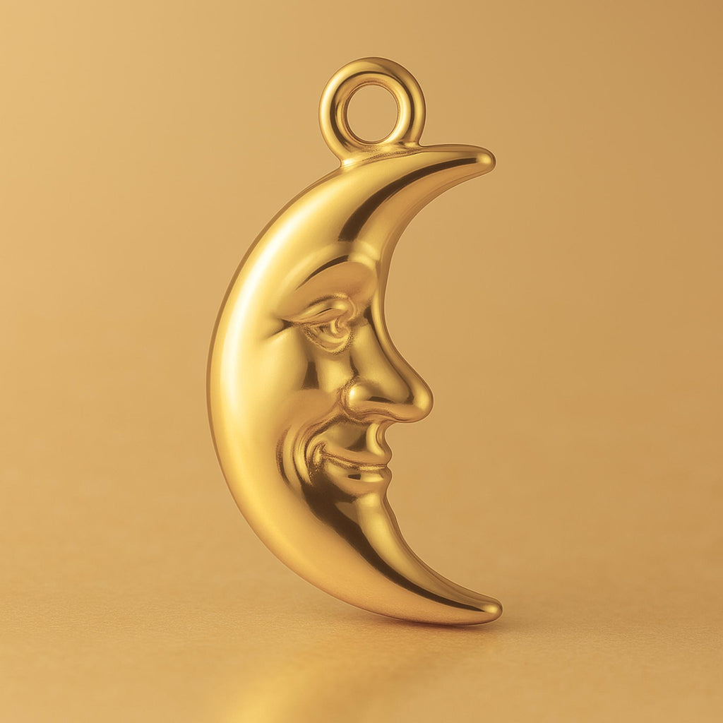 24ct Pure Gold - Happy Crescent Moon Charm