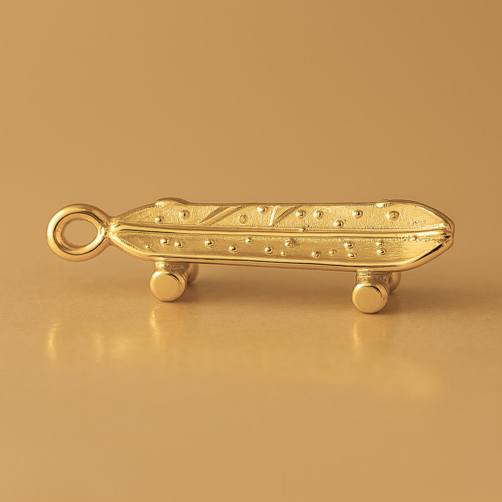 24ct Pure Gold - Battered Skateboard Charm