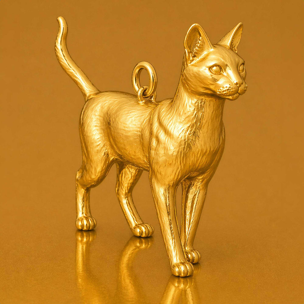 24ct Pure Gold - Havana Brown Cat Charm
