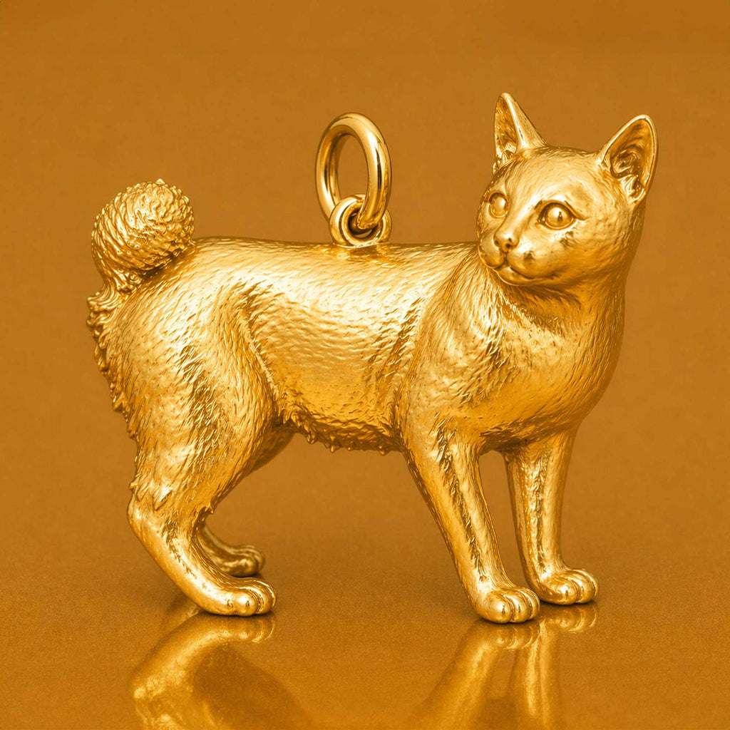 24ct Pure Gold - Japanese Bobtail Cat Charm