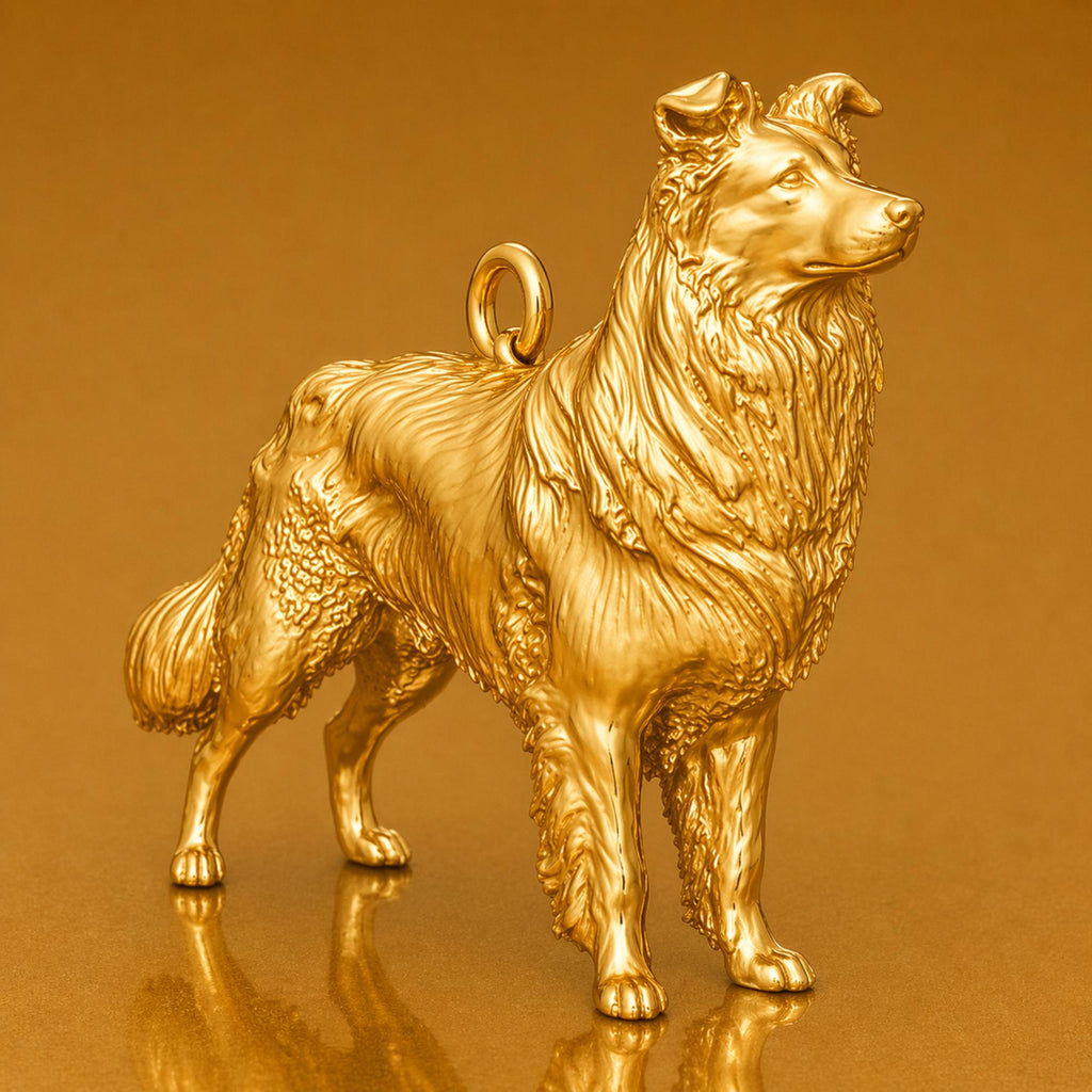 24ct Pure Gold - Border Collie Dog Charm