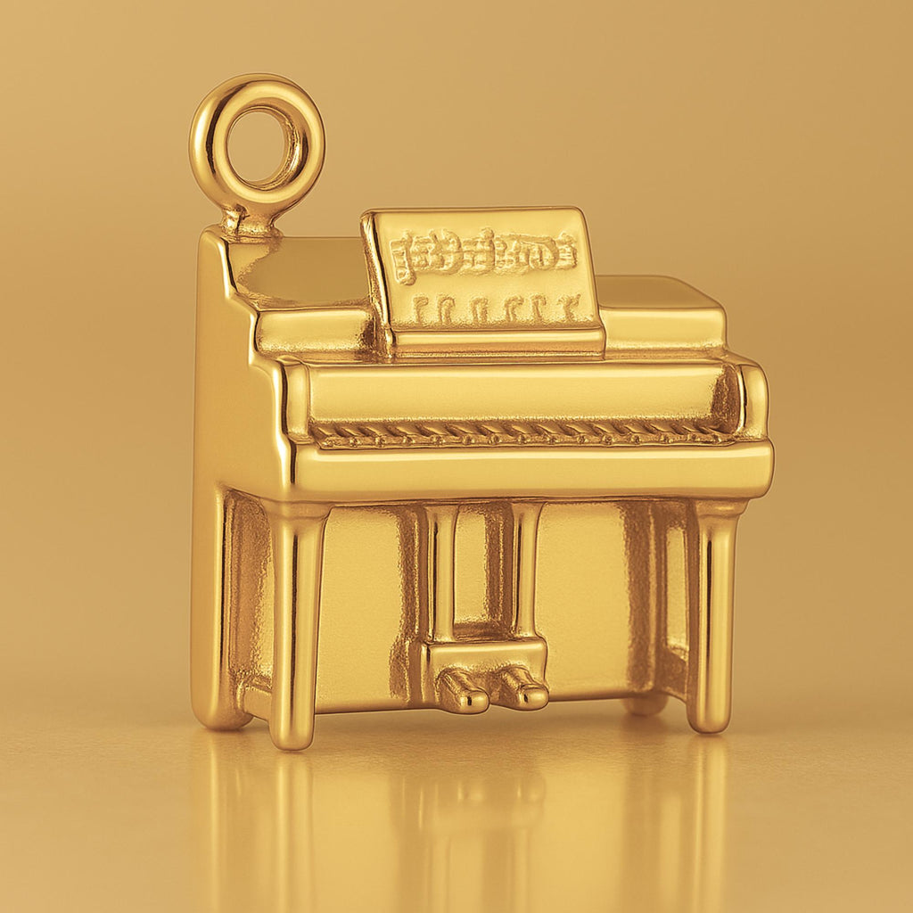 24ct Pure Gold - Classic Upright Piano Charm