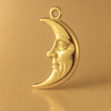 24ct Pure Gold - Sad Crescent Moon Charm