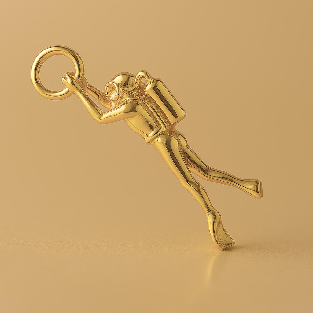 24ct Pure Gold - Classic Scuba Diver Charm
