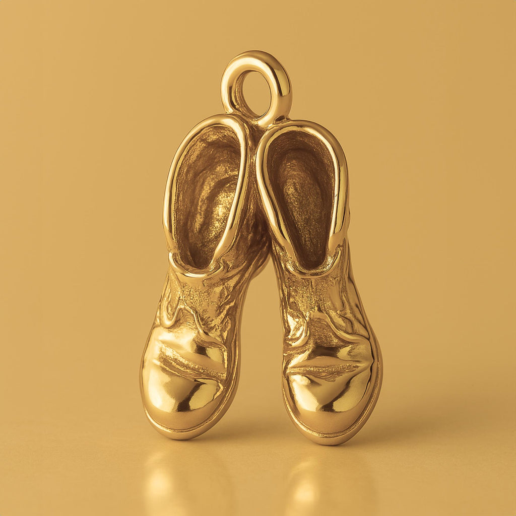 24ct Pure Gold - Rustic Work Boots Charm