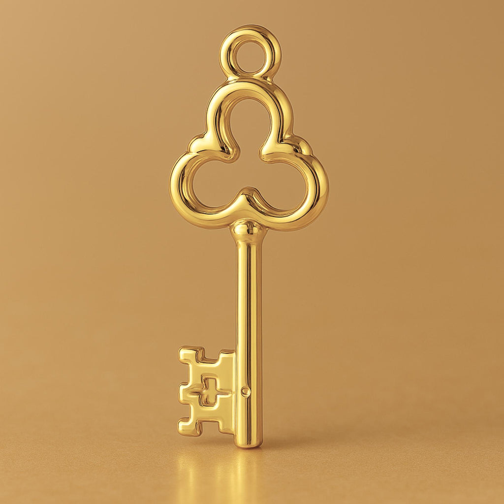 24ct Pure Gold - Clover Castle Key Charm