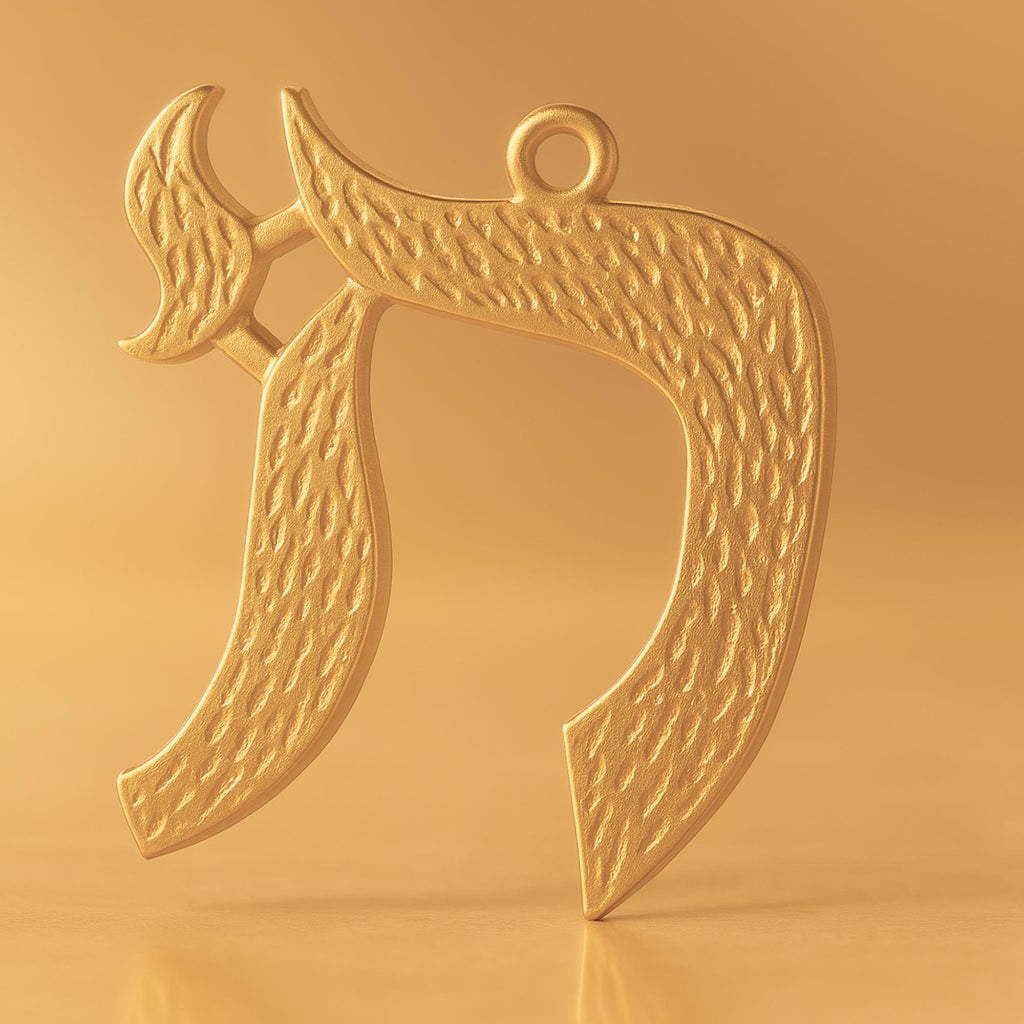 24ct Pure Gold - Thin Textured Chai Symbol Charm