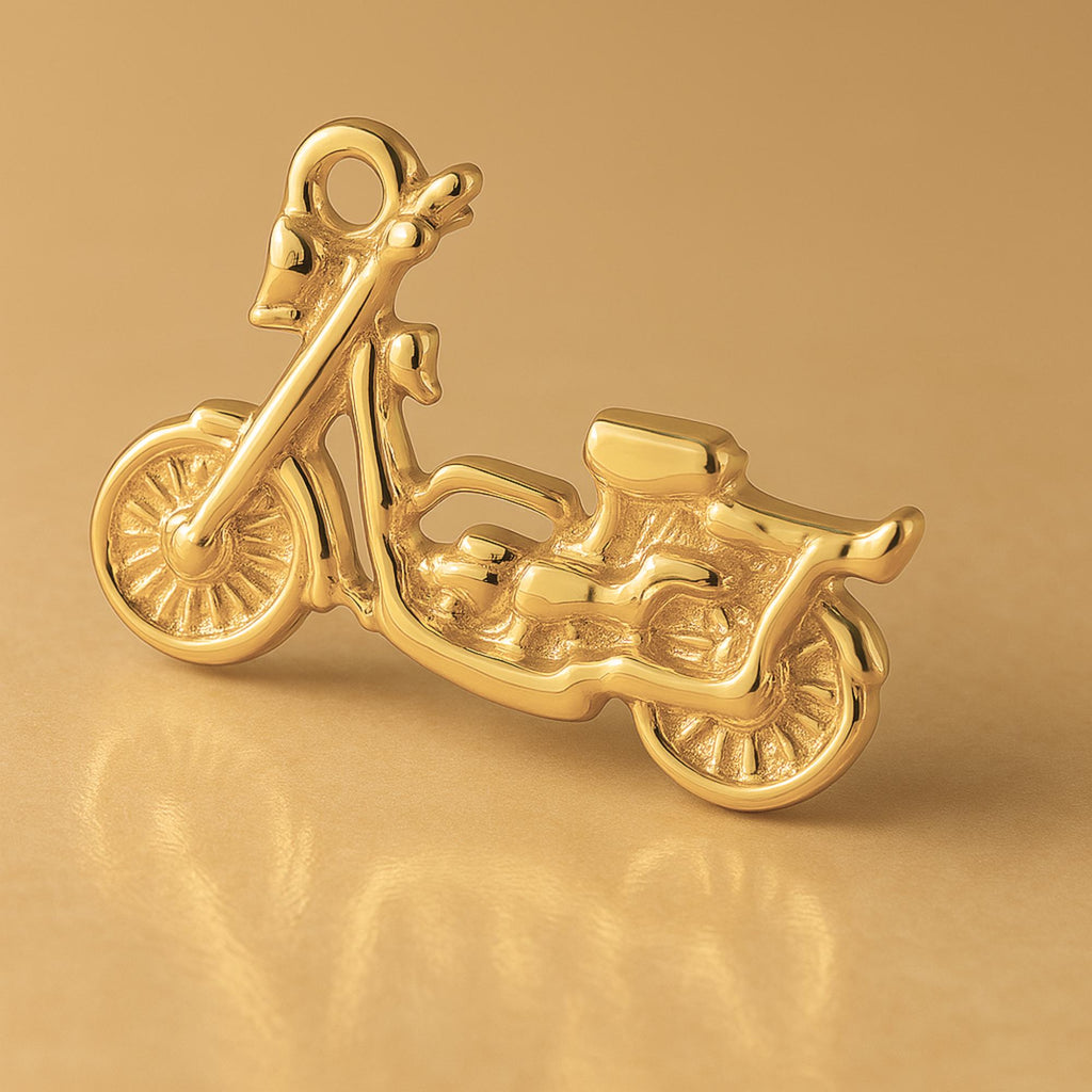 24ct Pure Gold - Retro Motorbike Charm