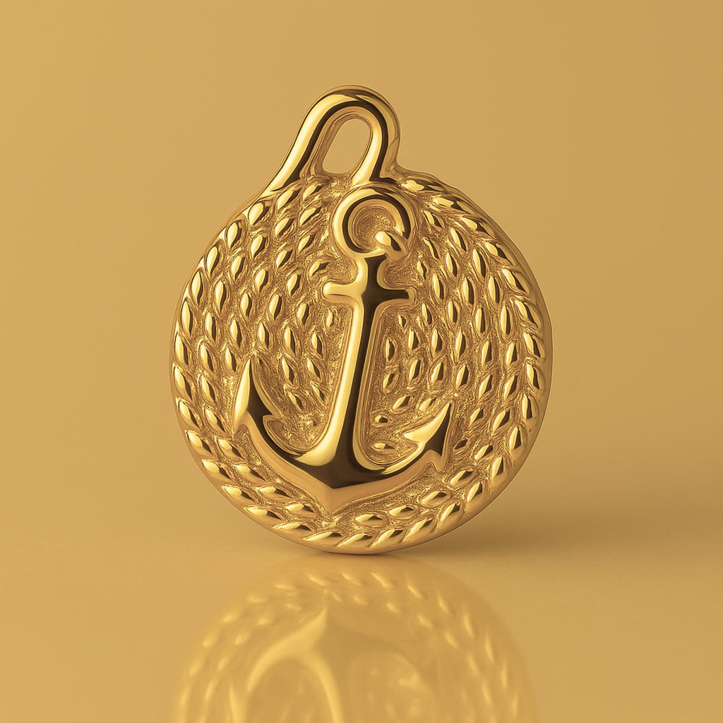 24ct Pure Gold - Anchor & Rope Charm