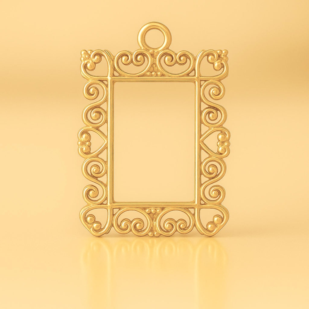 24ct Pure Gold - Heart Frame Charm