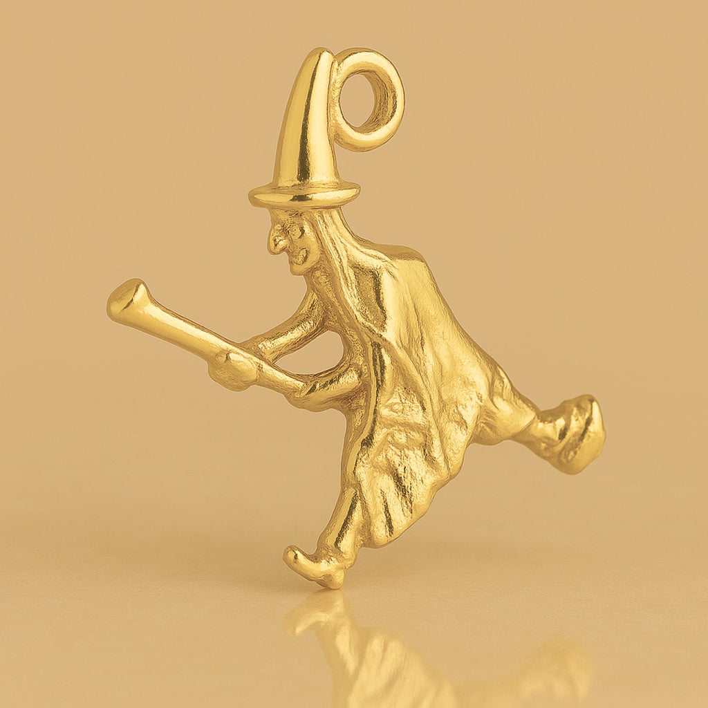 24ct Pure Gold - Flying Witch Charm