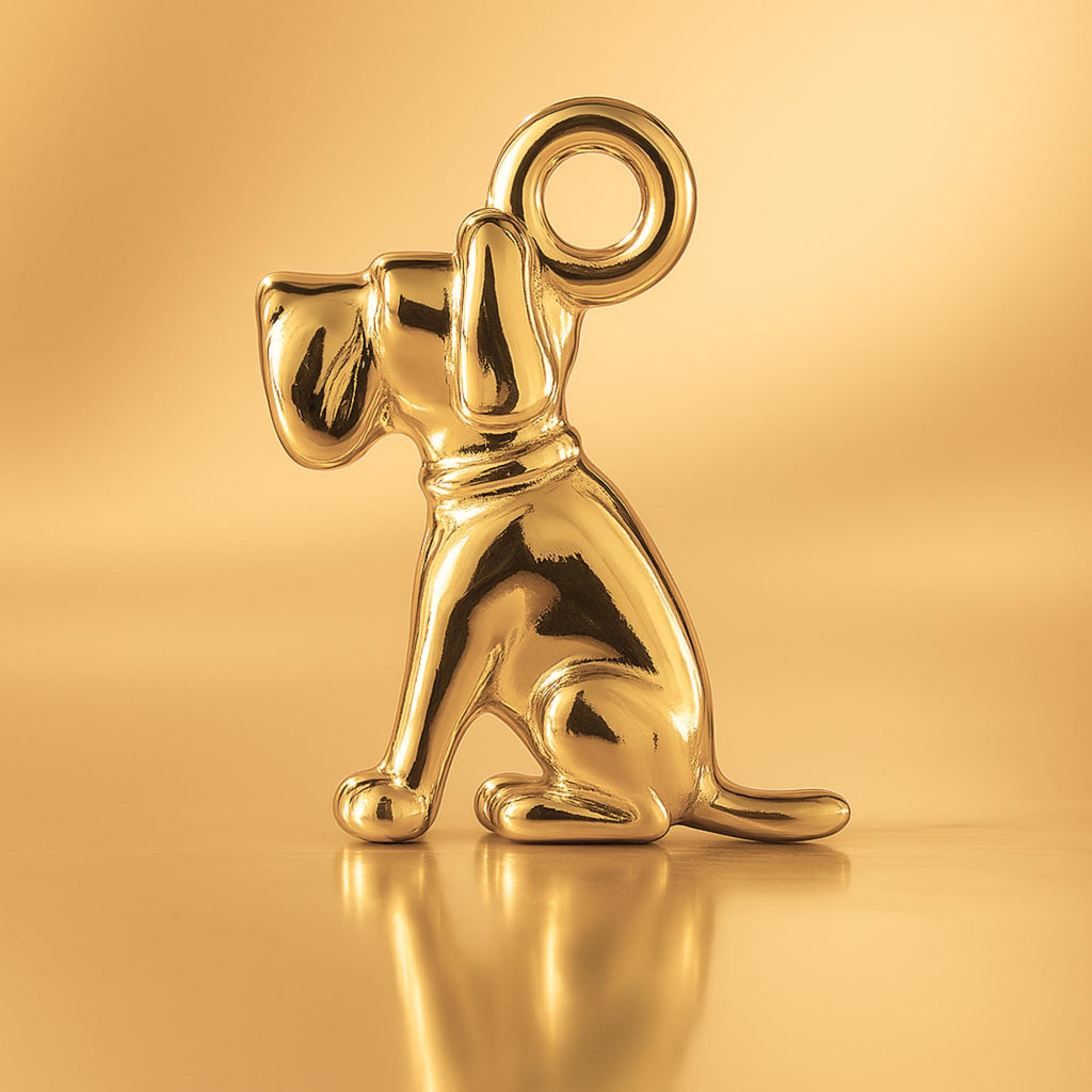 24ct Pure Gold - Sitting Hound Dog Charm