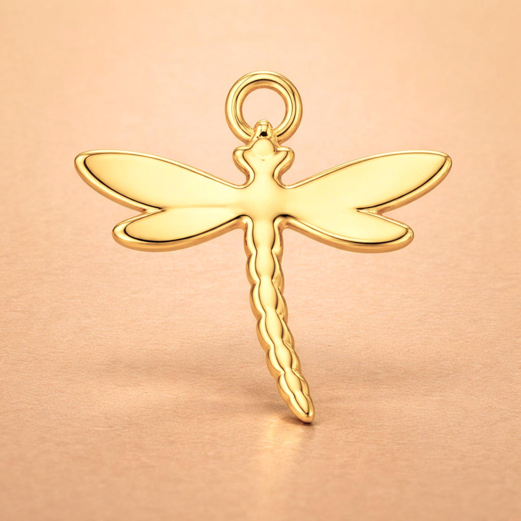 24ct Pure Gold - Dragonfly Silhouette Charm