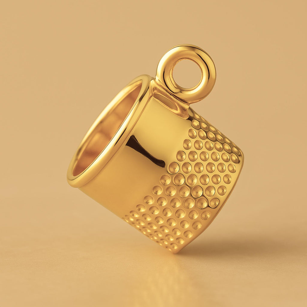 24ct Pure Gold - Dimpled Thimble Charm