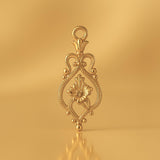 24ct Pure Gold - Floral Filigree Crest Charm