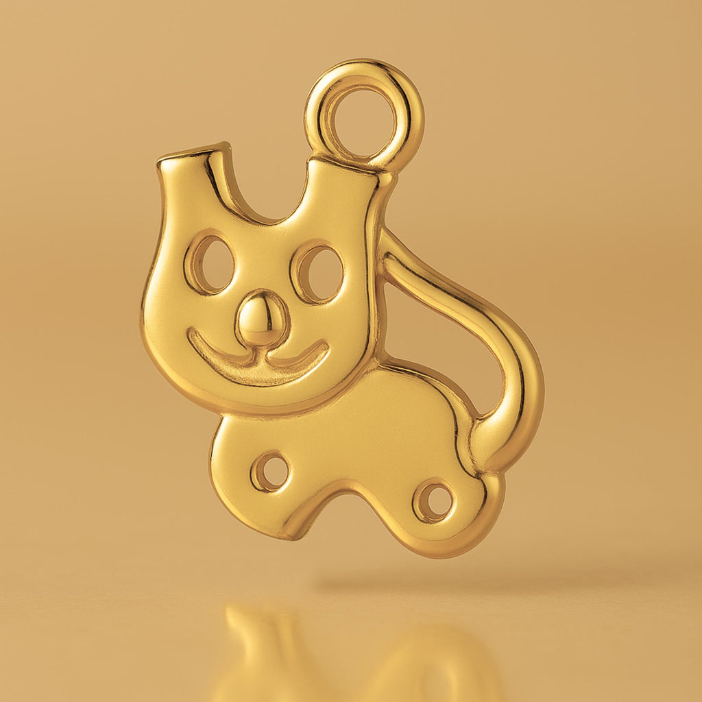 24ct Pure Gold - Cartoon Cat Charm
