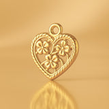 24ct Pure Gold - Floral Filigree Heart Charm