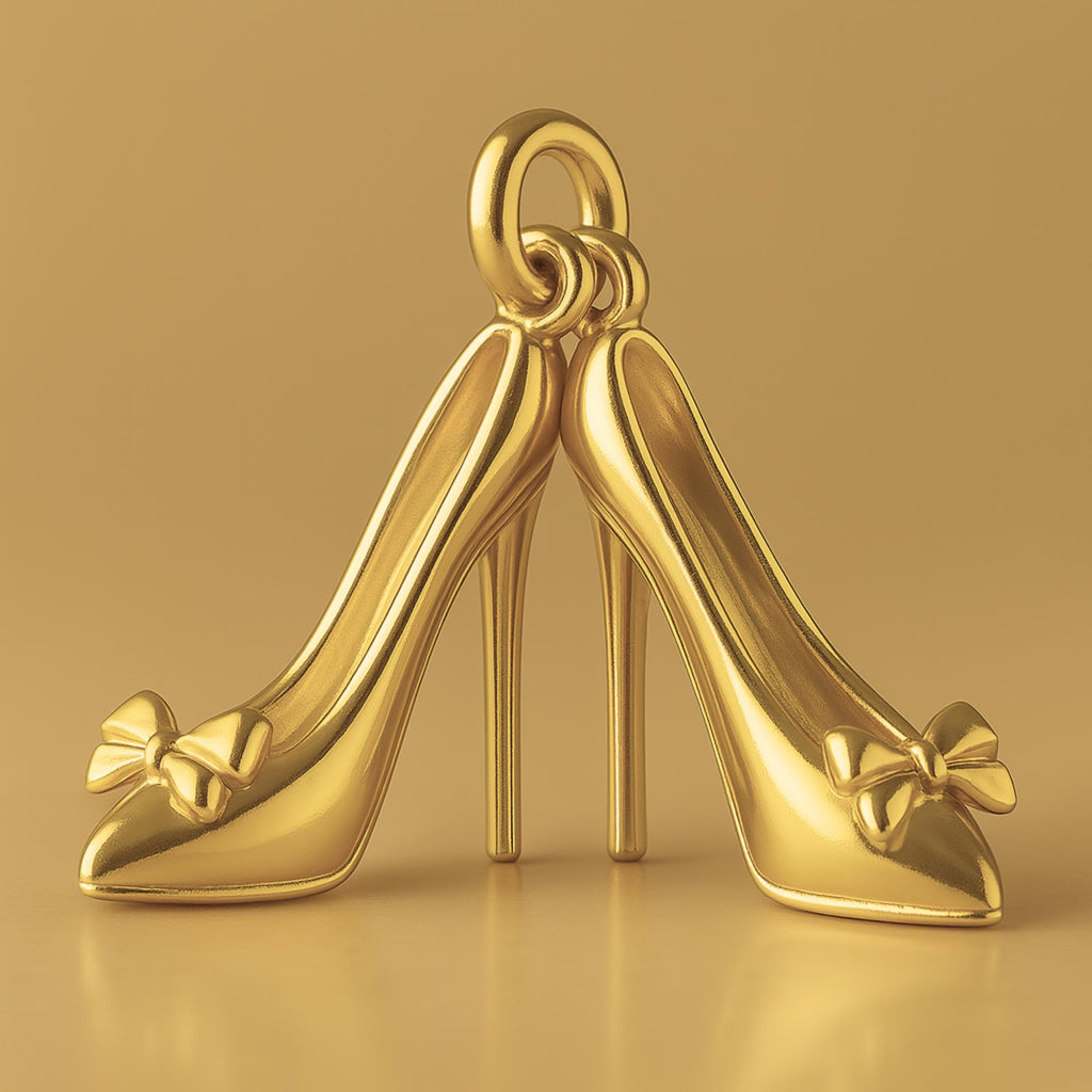 24ct Pure Gold - Bow Toe Stiletto Pair Charm