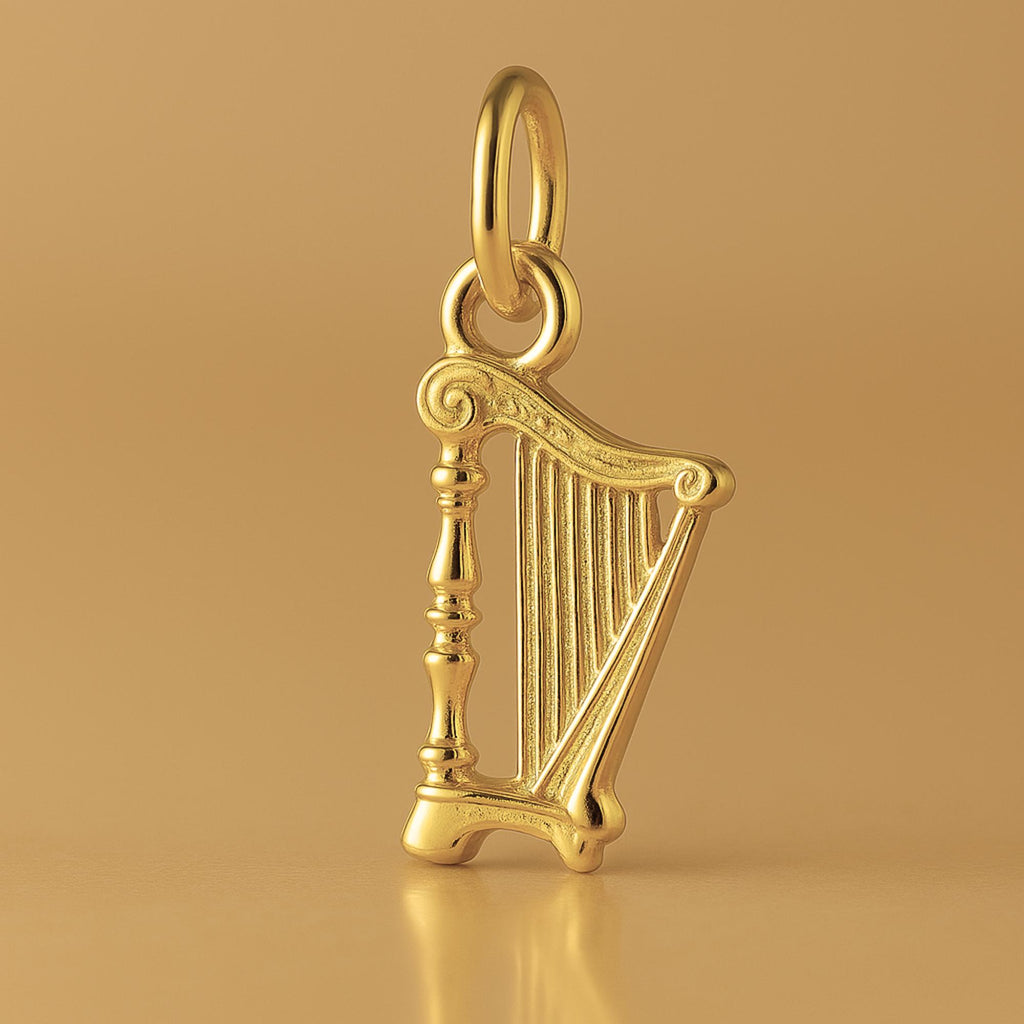 24ct Pure Gold - Classic Column Harp Charm