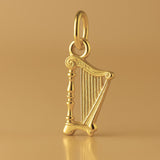 24ct Pure Gold - Classic Column Harp Charm