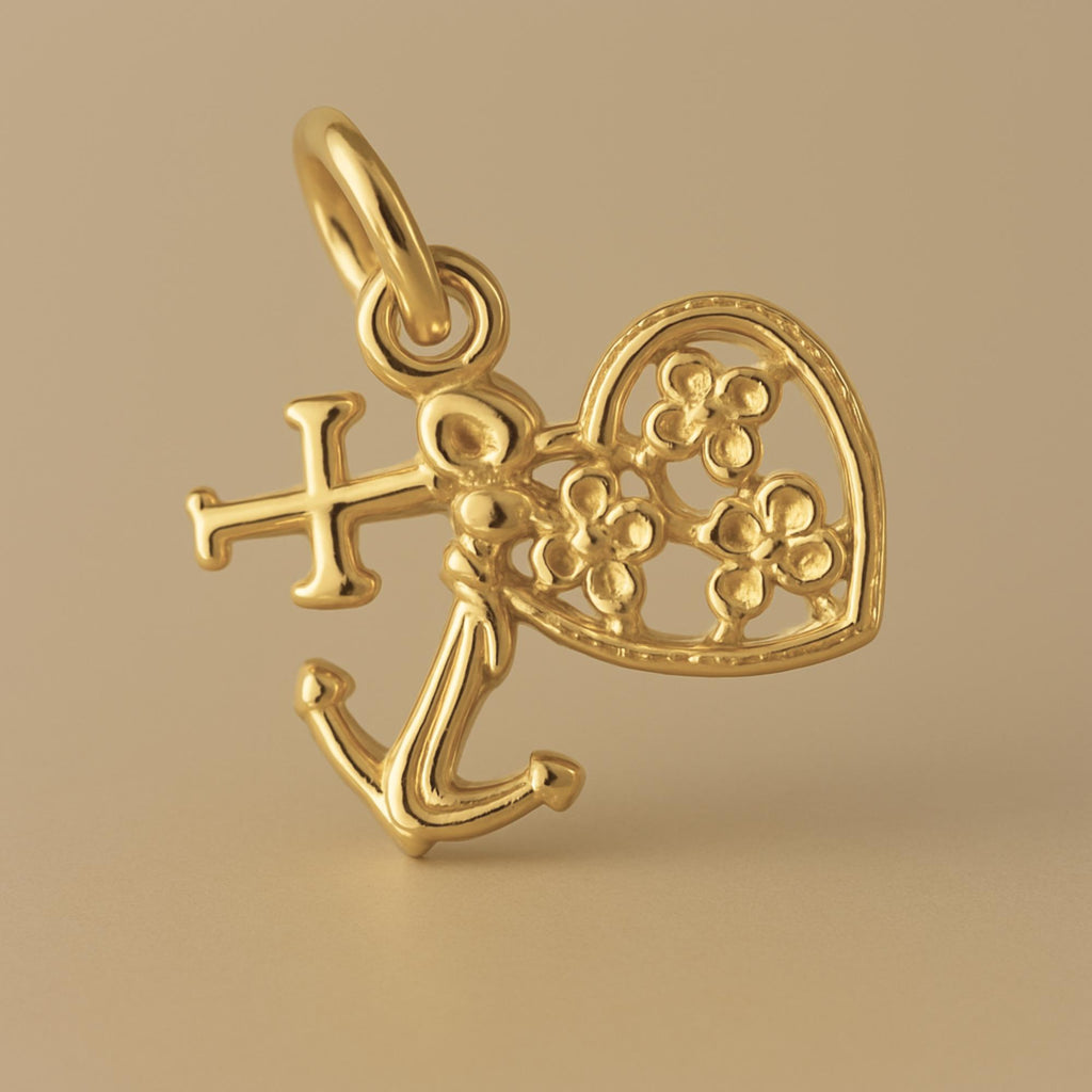 24ct Pure Gold - Rustic Faith, Hope & Love Charm