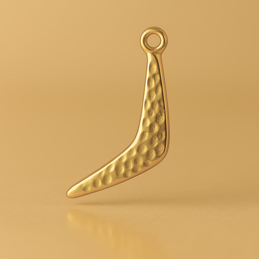 24ct Pure Gold - Textured Boomerang Charm