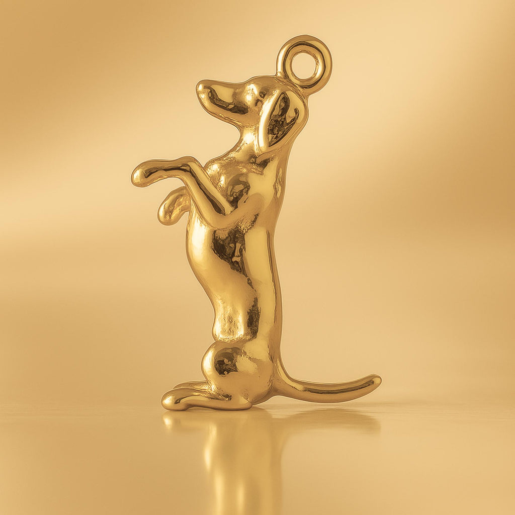 24ct Pure Gold - Playful Dachshund Dog Charm