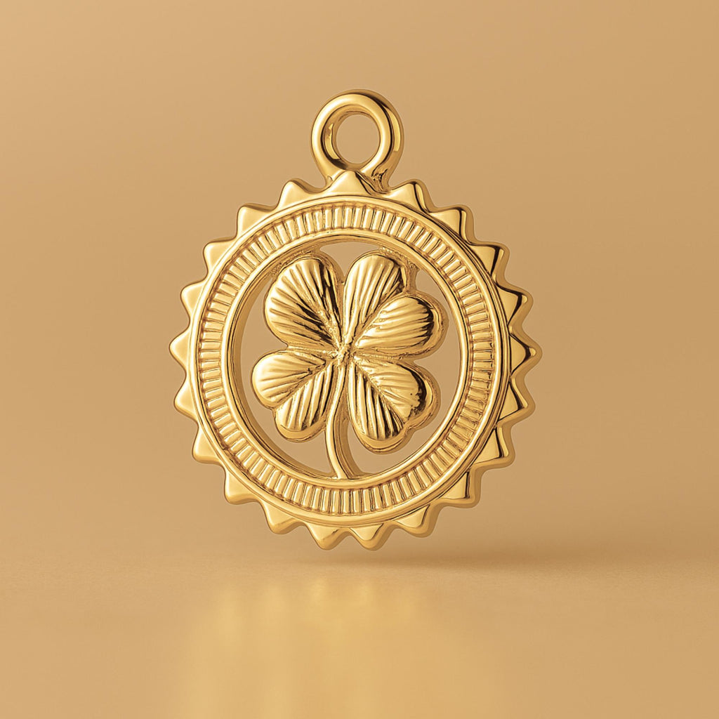 24ct Pure Gold - Four Leaf Clover Medallion Charm